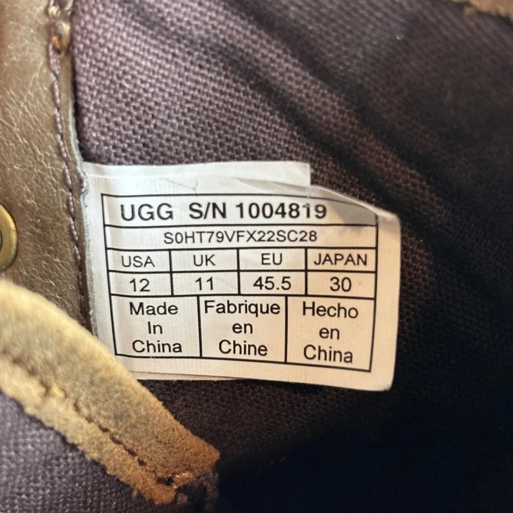 UGG Montgomery Nubuck Canvas Suede Lace Up Combat Military Boots Brown Mens‎ 12
